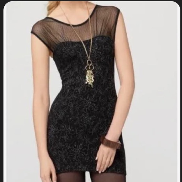 Free People Black and Gold Mini Dress - Picture 1 of 5